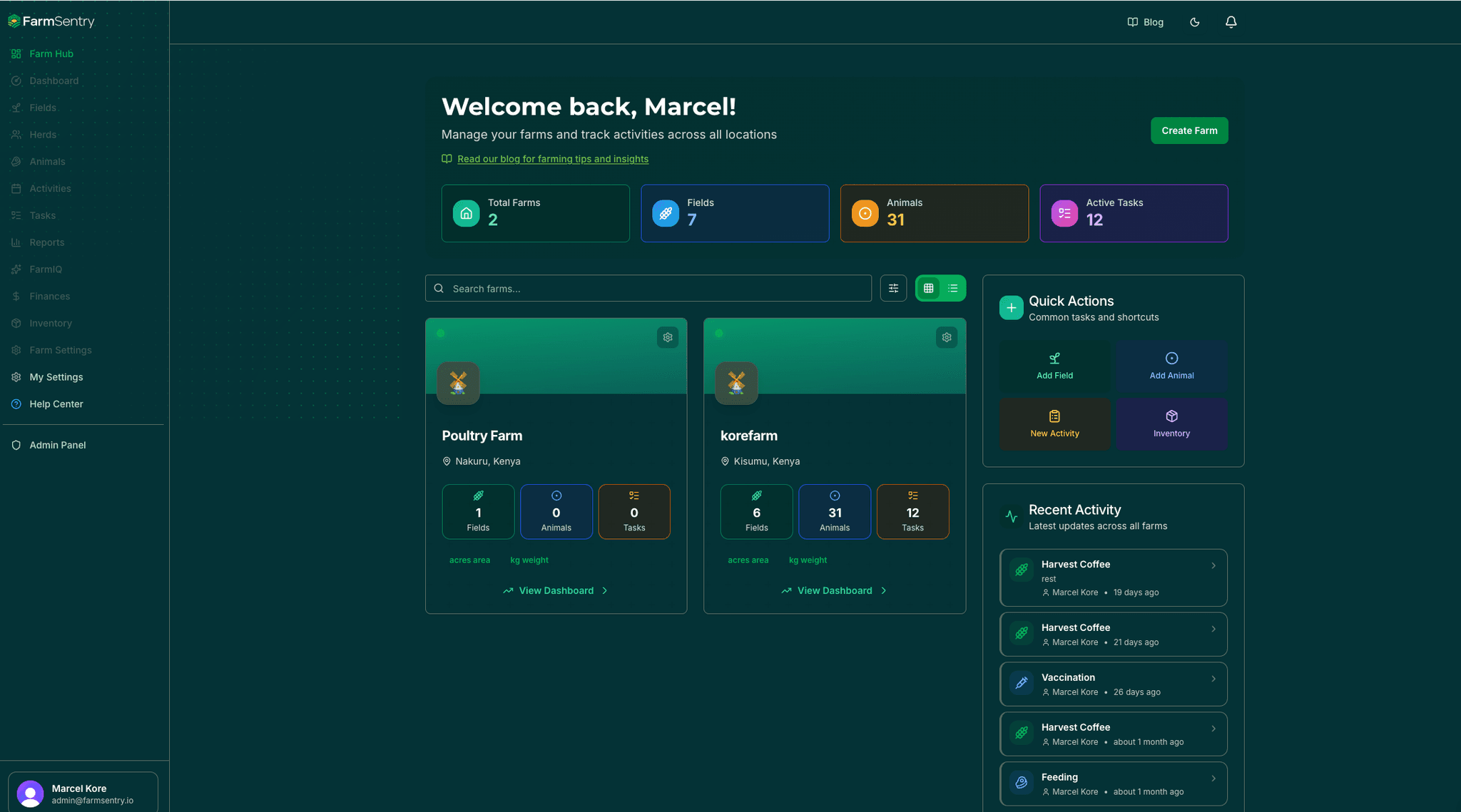 FarmSentry Dashboard Interface